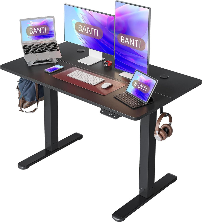 BANTI 48'' Electric Height Adjustable Standing Desk,Sit Stand up Desk,Ergonomic Sit-Stand Desk for Home Office,Espresso Top