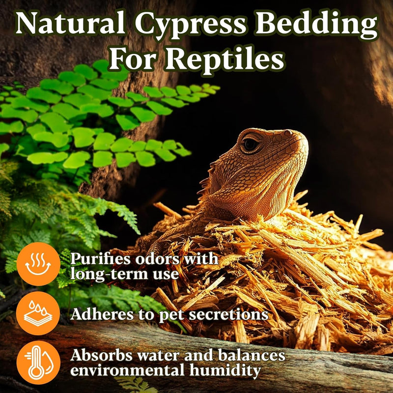 14.8 OZ Cypress Mulch Reptile Bedding - Forest Floor Substrate Snake Bedding Ball Python Tortoise Bedding Reptile Bark Bedding for Snakes Box Turtles Lizards