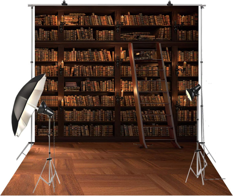 5X10Ft Wooden Bookshelf Photography Backdrop Library School Books Collection Photo Background Students Artistic Photo Booth Studio Props KP-004