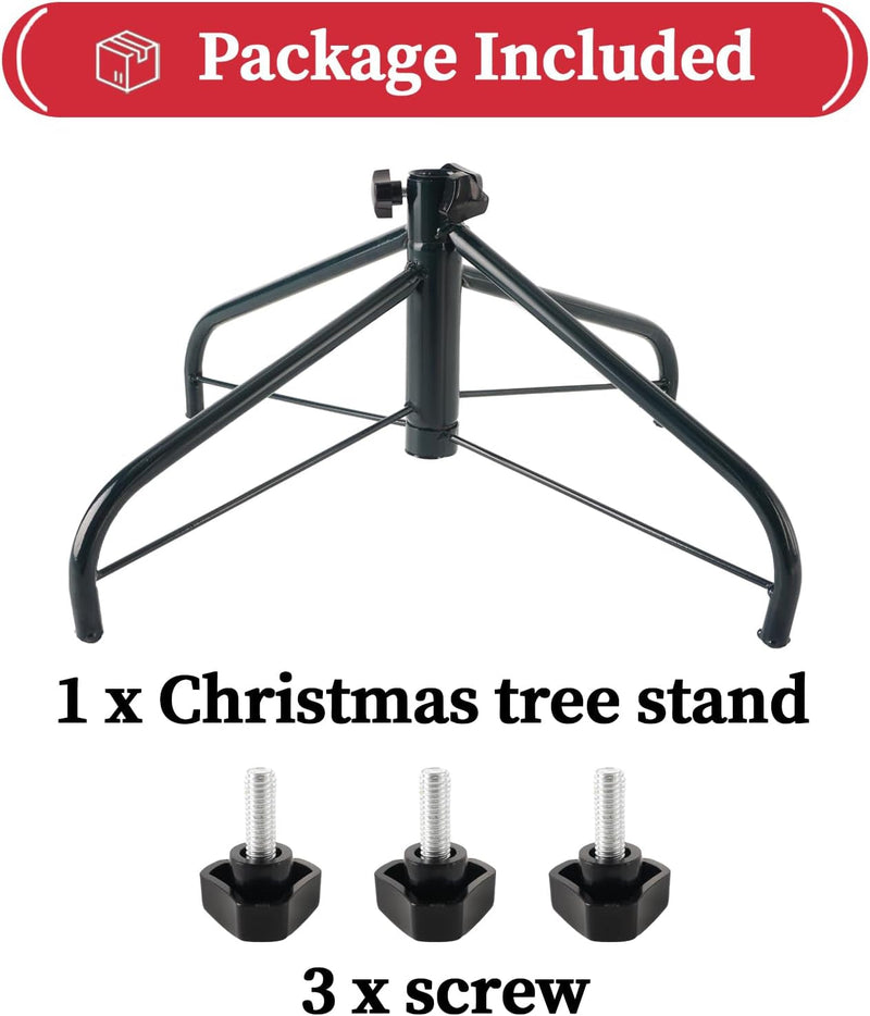 Christmas Tree Stand for Live Tree Christmas Tree Base for Artificial Trees 7.5 Feet Folding Metal Xmas Tree Stand for 0.9 Inch Diameter Tree Pole (Green, 17 Inch)