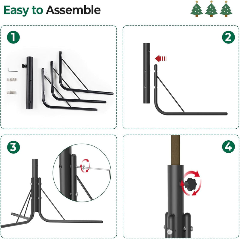 Christmas Tree Stand for Artificial Trees, Metal Christmas Tree Base Holder for 6-8FT Artificial Trees, Fit Less 1.4 Inch Diameter Tree Poles