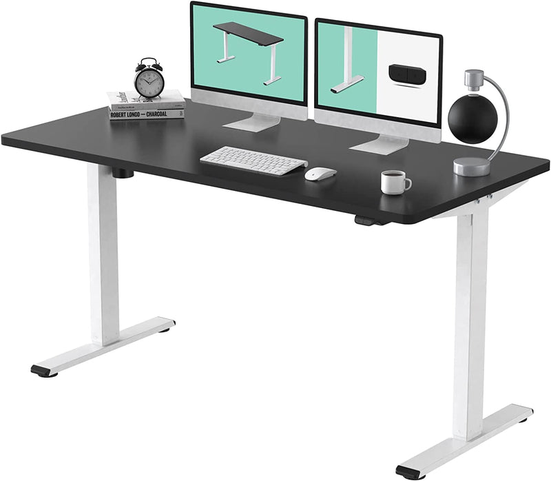 FLEXISPOT Adjustable Desk, Electric Standing Desk Sit Stand Desk Whole-Piece Desk Board for Home Office (EC1 Classic 48X24, White Frame+Rustic)