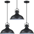 Doraimi Lighting 3 Pack 1 Light Pendant Light Industrial Vintage Fixtures Metal Chandelier Lights Painting Black Finish,Ceiling Lamp for Kitchen Home Island Dining Room Bedroom Farmhouse