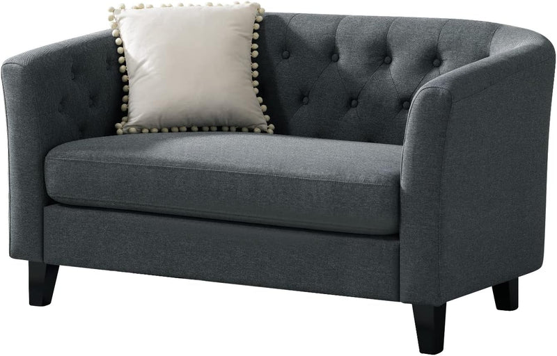 50 Inches Loveseat, Small Couch for Small Spaces, Mini Sofa with Button Tufted Décor for Bedroom, Love Seats Furniture, Living Room, Bedroom, Apartment, Dorm, Dark Gray