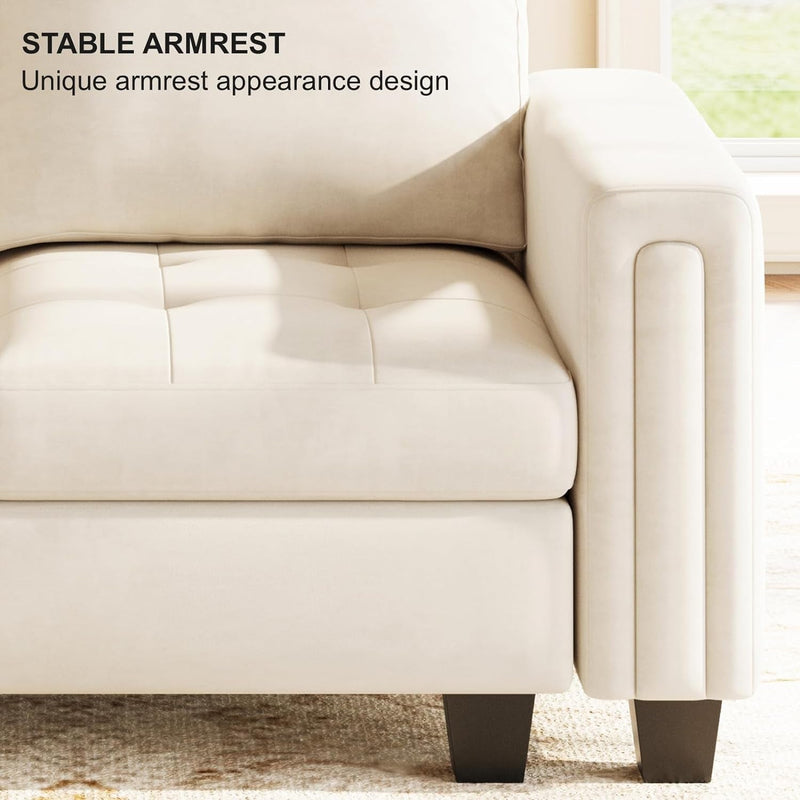 Belffin Velvet Armrest Module for Modular Sectional Sofa Couch Side Armrest for Sectional Modular Couch Beige