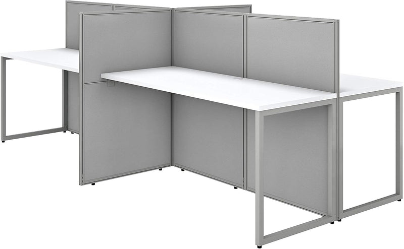 Bush Business Furniture Cubicle Desk with Privacy Panels | Easy Office Collection Four Person Computer Table Workstations, 60W X 45H, Pure White
