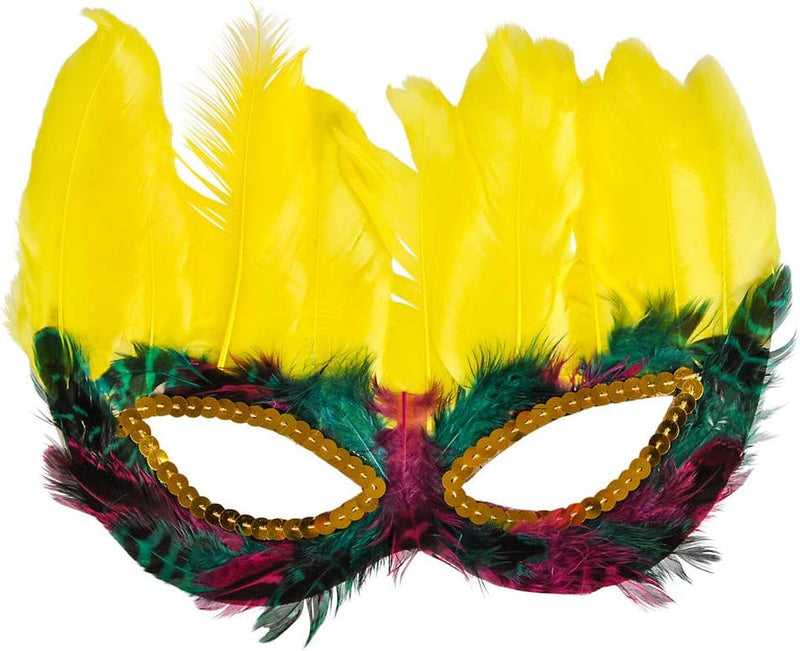 Bedwina Mardi Gras Masks - (Pack of 50) Bulk Carnival Masquerade Mask Costume Party Supplies, Feather Mardi Gras Decorations for Women, Men and Kids