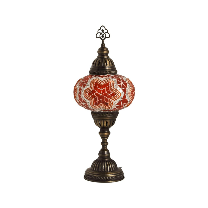 10 Variation Mosland Home Turkish Lamp Mosaic Table Lamps | Turkish Moroccan Lamp with Bronze Base | Handmade Tiffany Night Lamp | Mosaic Glass Bedside Night Lamp with Led Bulb (Orange)