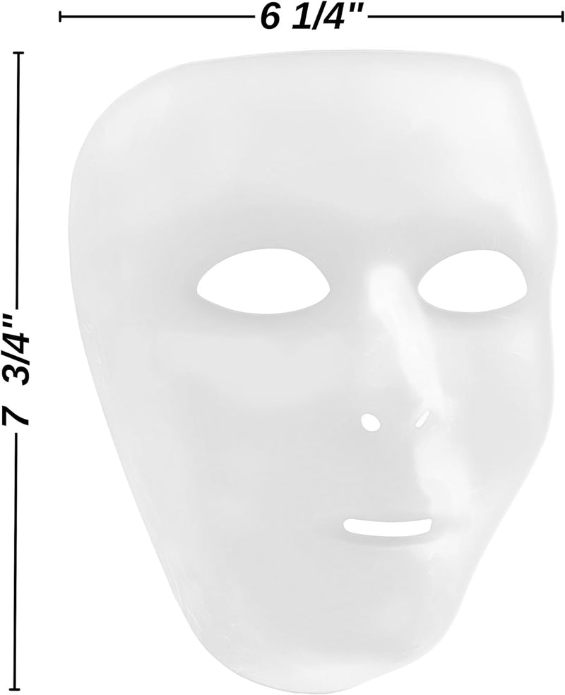 Full Face Plastic Mask (6.25" X 7.75") - 1 Pc - Perfect for DIY Projects & Themed Parties