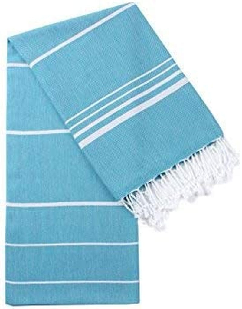 Cacala Turkish Beach Towels Quick Dry Prewashed for Soft Feel Extra Large Blanket Peshtemal for Bathroom, Travel, Pool, Swim, Yoga, Face, Hair and Gym Paradise, 37 in X 70 In, Aqua Home & Garden > Linens & Bedding > Towels Cacala   