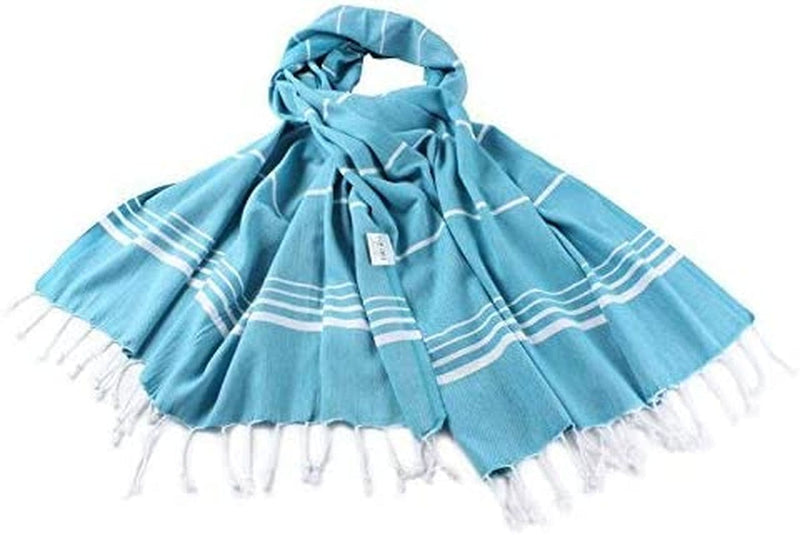 Cacala Turkish Beach Towels Quick Dry Prewashed for Soft Feel Extra Large Blanket Peshtemal for Bathroom, Travel, Pool, Swim, Yoga, Face, Hair and Gym Paradise, 37 in X 70 In, Aqua Home & Garden > Linens & Bedding > Towels Cacala   