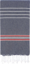 Cacala Turkish Beach Towels Quick Dry Prewashed for Soft Feel Extra Large Blanket Peshtemal for Bathroom, Travel, Pool, Swim, Yoga, Face, Hair and Gym Paradise, 37 in X 70 In, Aqua Home & Garden > Linens & Bedding > Towels Cacala Dark Blue/Red 37 in x 70 in 