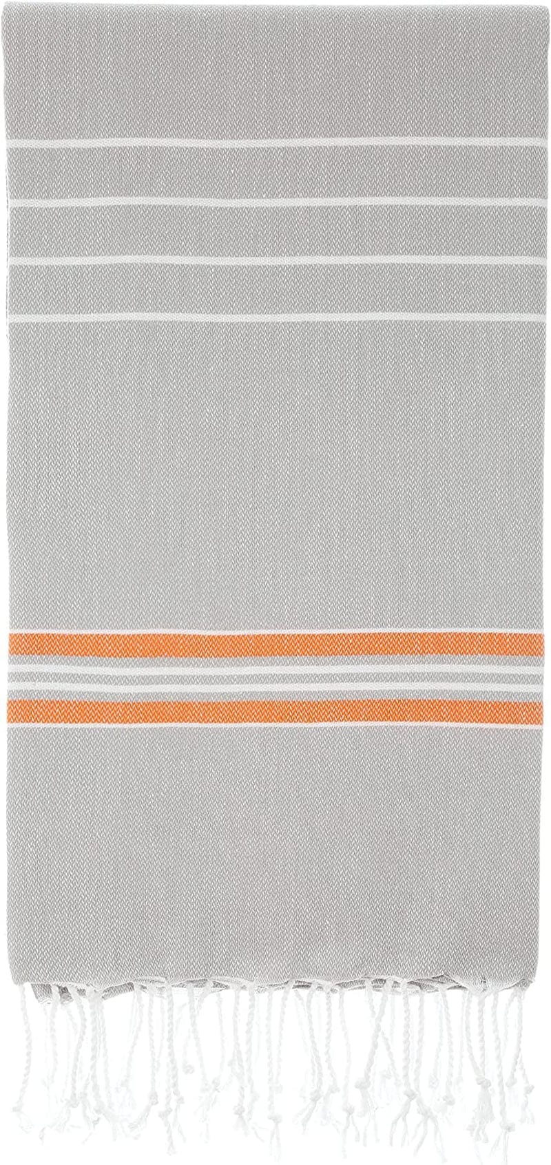 Cacala Turkish Beach Towels Quick Dry Prewashed for Soft Feel Extra Large Blanket Peshtemal for Bathroom, Travel, Pool, Swim, Yoga, Face, Hair and Gym Paradise, 37 in X 70 In, Aqua Home & Garden > Linens & Bedding > Towels Cacala Silver Grey Orange 37 in x 70 in 