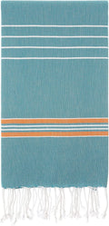 Cacala Turkish Beach Towels Quick Dry Prewashed for Soft Feel Extra Large Blanket Peshtemal for Bathroom, Travel, Pool, Swim, Yoga, Face, Hair and Gym Paradise, 37 in X 70 In, Aqua Home & Garden > Linens & Bedding > Towels Cacala Turquoise Blue Orange 37 in x 70 in 