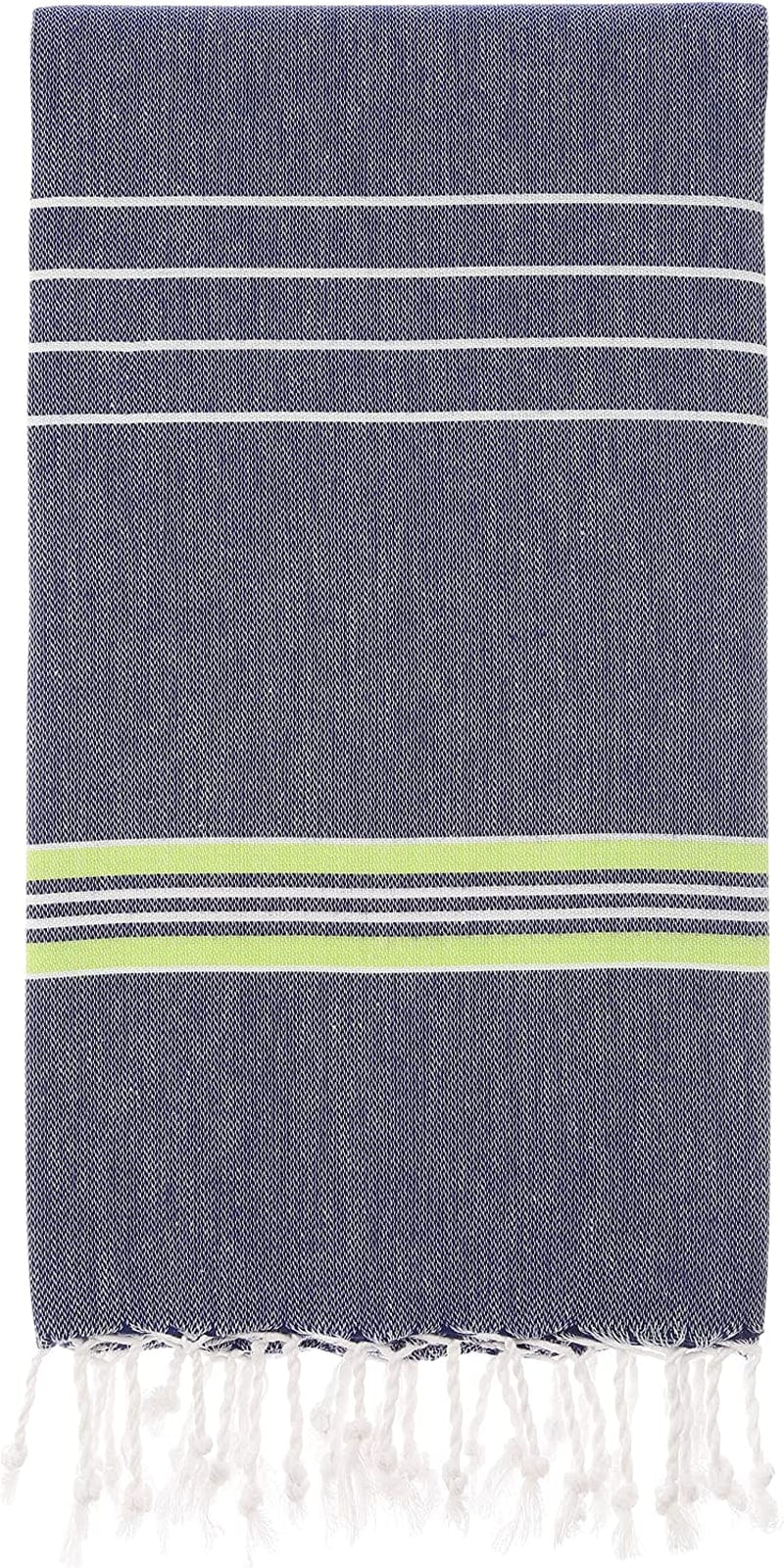 Cacala Turkish Beach Towels Quick Dry Prewashed for Soft Feel Extra Large Blanket Peshtemal for Bathroom, Travel, Pool, Swim, Yoga, Face, Hair and Gym Paradise, 37 in X 70 In, Aqua Home & Garden > Linens & Bedding > Towels Cacala Dark Blue Pistachio 37 in x 70 in 