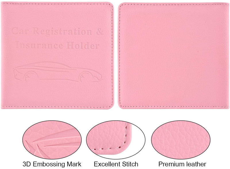 Cacturism Car Registration and Insurance Holder, Car Accessories Vehicle Glove Box Car Organizer Women Wallet Case for Cards, Essential Document, Driver License, Pink Sporting Goods > Outdoor Recreation > Winter Sports & Activities Cacturism   