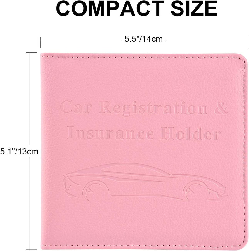 Cacturism Car Registration and Insurance Holder, Car Accessories Vehicle Glove Box Car Organizer Women Wallet Case for Cards, Essential Document, Driver License, Pink