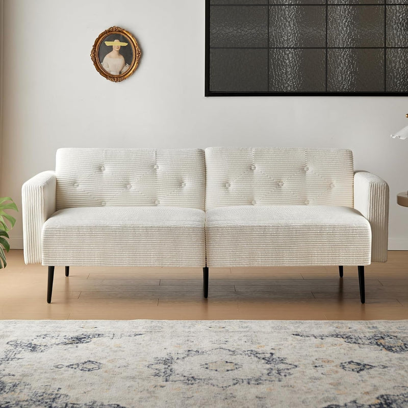 Cpintltr 74" Loveseat-Sofa, Samtcouch, umwandelbares Schlafsofa, Futon-Schlafsofa mit konischen Metallbeinen, gepolsterte Fouches-Sitzmöbel für Wohnzimmer, Apartment, Lounge