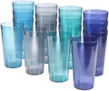Cafe 20-ounce Break-Resistant Plastic Restaurant-Style Beverage Tumblers | Set of 16 in 4 Coastal Colors Home & Garden > Kitchen & Dining > Tableware > Drinkware US Acrylic Coastal  