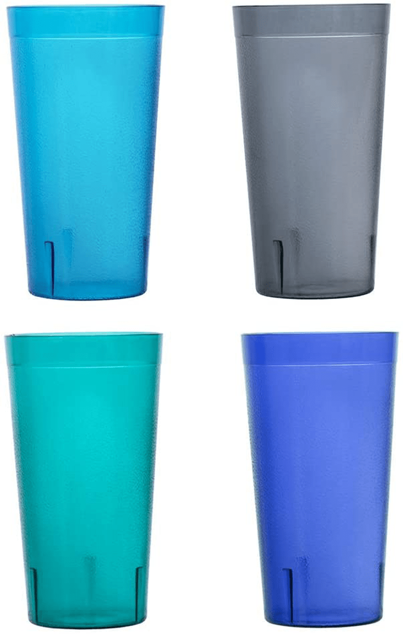 Cafe 20-ounce Break-Resistant Plastic Restaurant-Style Beverage Tumblers | Set of 16 in 4 Coastal Colors Home & Garden > Kitchen & Dining > Tableware > Drinkware US Acrylic   