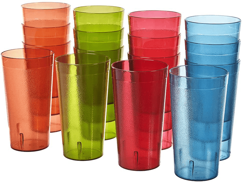 Cafe 20-ounce Break-Resistant Plastic Restaurant-Style Beverage Tumblers | Set of 16 in 4 Coastal Colors Home & Garden > Kitchen & Dining > Tableware > Drinkware US Acrylic Multicolor  