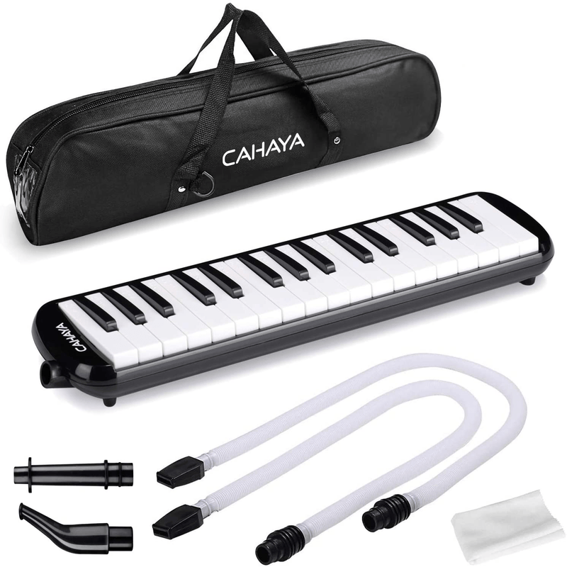 CAHAYA Melodica 32 Keys Double Tubes Mouthpiece Air Piano Keyboard Musical Instrument with Carrying Bag (32 Keys, Black)  CAHAYA Black 32Keys 