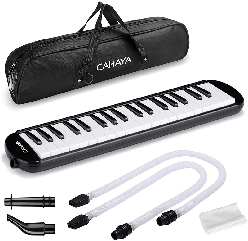 CAHAYA Melodica 32 Keys Double Tubes Mouthpiece Air Piano Keyboard Musical Instrument with Carrying Bag (32 Keys, Black)  CAHAYA Black 37Keys 