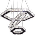 Cainjiazh Crystal Chandeliers Big 3 Rings Led Modern Ceiling Lighting Fixture Adjustable Stainless Steel Hanging Pendant Light for Bedroom Living Room Dining Room Hallway Bar