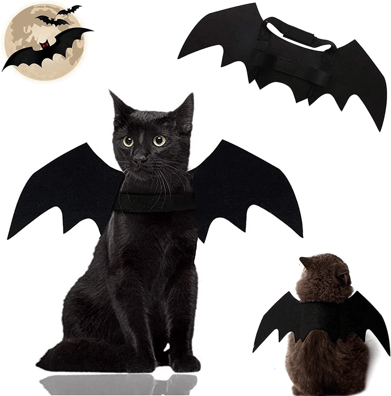 CAISANG Cat Halloween Costume, Cat Bat Wings Small Dog Costume Outfits for Cosplay, Pet Costumes, Dress up Accessories Apparel for Cat, Small Dogs - Black Animals & Pet Supplies > Pet Supplies > Cat Supplies > Cat Apparel CAISANG X-Small  