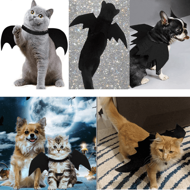CAISANG Cat Halloween Costume, Cat Bat Wings Small Dog Costume Outfits for Cosplay, Pet Costumes, Dress up Accessories Apparel for Cat, Small Dogs - Black Animals & Pet Supplies > Pet Supplies > Cat Supplies > Cat Apparel CAISANG   