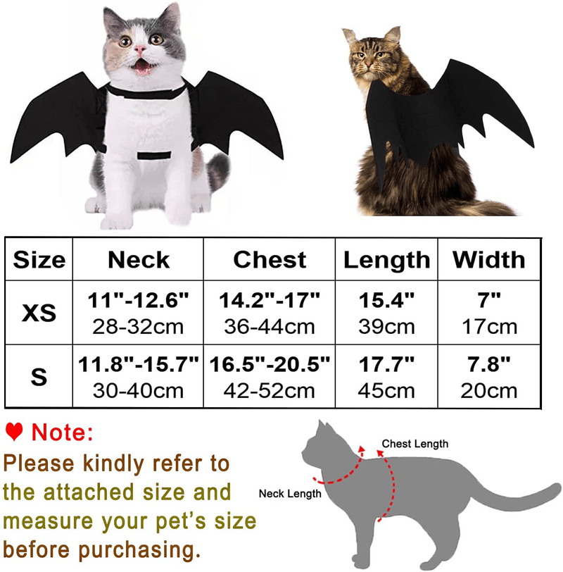 CAISANG Cat Halloween Costume, Cat Bat Wings Small Dog Costume Outfits for Cosplay, Pet Costumes, Dress up Accessories Apparel for Cat, Small Dogs - Black Animals & Pet Supplies > Pet Supplies > Cat Supplies > Cat Apparel CAISANG   