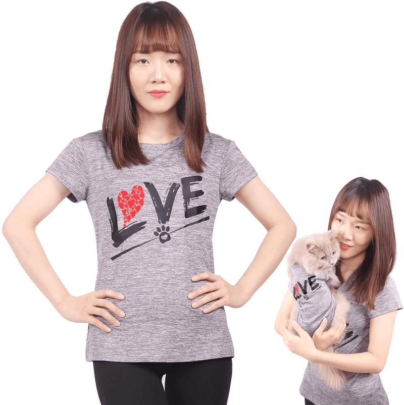 CAISANG Dog Shirts Love Puppy Shirt Mommy/Pets Clothes, Sleeveless Vest T-Shirt Doggy Clothing Crewneck Womens Sweatshirt, Dry and Cool Apparel for Small Medium Large Dogs Cats Mom Sport Outfits Animals & Pet Supplies > Pet Supplies > Cat Supplies > Cat Apparel CAISANG Grey-Women XL 