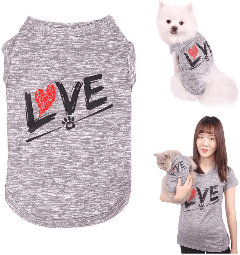 CAISANG Dog Shirts Love Puppy Shirt Mommy/Pets Clothes, Sleeveless Vest T-Shirt Doggy Clothing Crewneck Womens Sweatshirt, Dry and Cool Apparel for Small Medium Large Dogs Cats Mom Sport Outfits Animals & Pet Supplies > Pet Supplies > Cat Supplies > Cat Apparel CAISANG Grey-Pet XL 