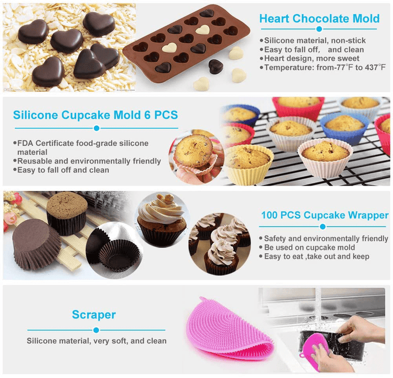Cake Decorating Supplies 2021 Upgrade 366 PCS Baking Set with Springform Cake Pans Set,Cake Rotating Turntable,Cake Decorating Kits, Muffin Cup Mold, Cake Baking Supplies for Beginners and Cake Lovers Home & Garden > Kitchen & Dining > Kitchen Tools & Utensils > Cake Decorating Supplies KOSBON   