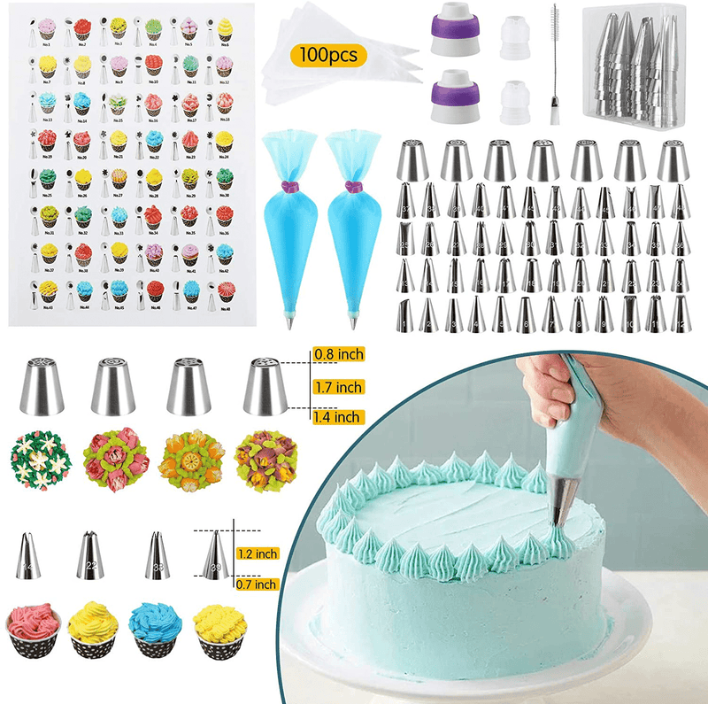 Cake Decorating Supplies, 512 Pcs Docgrit Cake Decorating Kit with Non-Slip Cake Turntable, Cake Pans, Cake Decorating Tools, Muffin Cups, Baking Supplies and Baking Set for Beginners and Cake Lovers