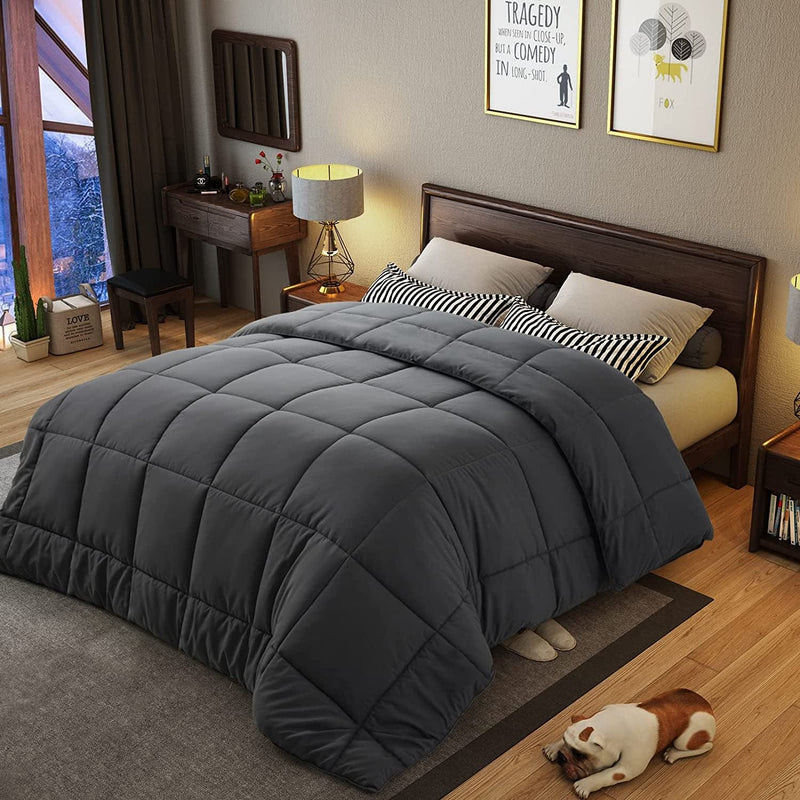 California King Comforter,Luxurious All Season Cooling Fluffy Soft Quilted down Alternative Comforter Reversible Duvet Insert with Corner Tabs,Dark Grey,96X104 Inches Home & Garden > Linens & Bedding > Bedding > Quilts & Comforters YOOHU Dark Grey Full 