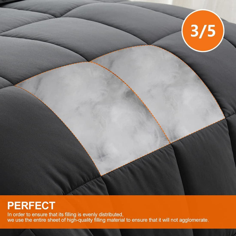 California King Comforter,Luxurious All Season Cooling Fluffy Soft Quilted down Alternative Comforter Reversible Duvet Insert with Corner Tabs,Dark Grey,96X104 Inches Home & Garden > Linens & Bedding > Bedding > Quilts & Comforters YOOHU   