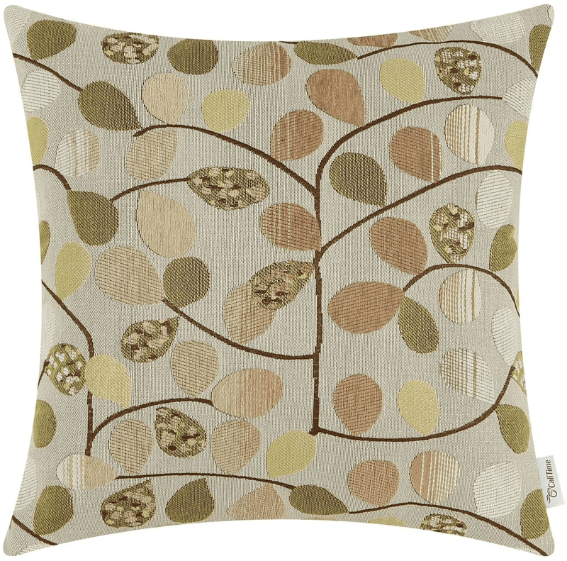 Calitime Cushion Cover Throw Pillow Case Shell for Couch Sofa Home Decoration Luxury Chenille Cute Leaves Both Sides 20 X 20 Inches Ecru Red Home & Garden > Decor > Chair & Sofa Cushions CaliTime Taupe 18 X 18 Inches 