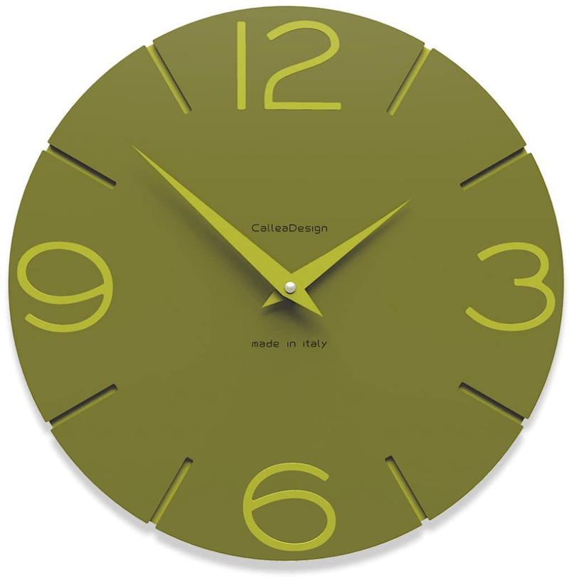 CalleaDesign 11.8" Wall Clock Smile Quartz Grey Home & Garden > Decor > Clocks > Wall Clocks CalleaDesign Olive Green  