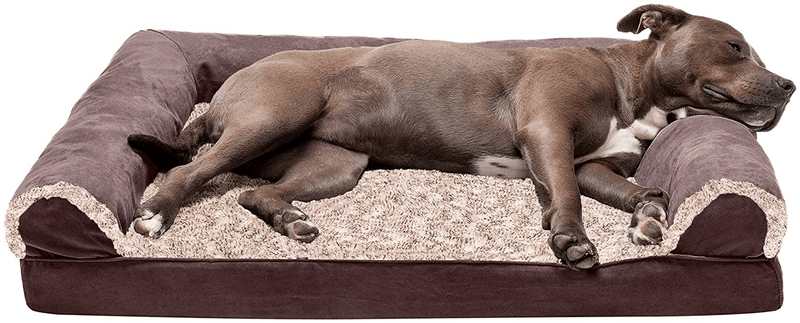 CALM-N-COMFY Orthopedic Pet Beds - Sofa and Mattress Tonal Faux Fur and Suede Orthopedic Dog Beds with Removable Washable Cover for Dogs and Cats - Multiple Colors and Sizes Animals & Pet Supplies > Pet Supplies > Dog Supplies > Dog Beds Calm and Comfy Pet Products, Inc. Sofa - Espresso Large 