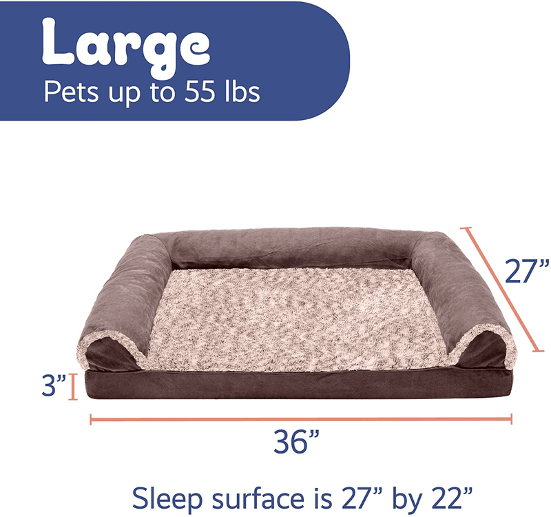 CALM-N-COMFY Orthopedic Pet Beds - Sofa and Mattress Tonal Faux Fur and Suede Orthopedic Dog Beds with Removable Washable Cover for Dogs and Cats - Multiple Colors and Sizes Animals & Pet Supplies > Pet Supplies > Dog Supplies > Dog Beds Calm and Comfy Pet Products, Inc.   