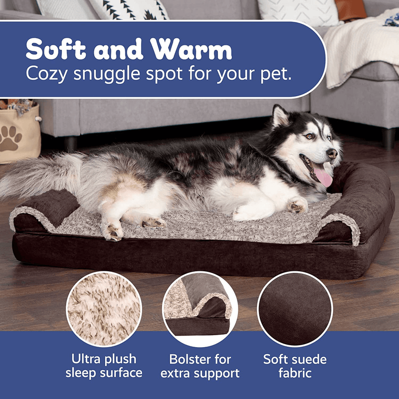 CALM-N-COMFY Orthopedic Pet Beds - Sofa and Mattress Tonal Faux Fur and Suede Orthopedic Dog Beds with Removable Washable Cover for Dogs and Cats - Multiple Colors and Sizes Animals & Pet Supplies > Pet Supplies > Dog Supplies > Dog Beds Calm and Comfy Pet Products, Inc.   