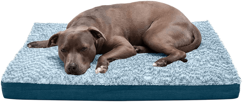 CALM-N-COMFY Orthopedic Pet Beds - Sofa and Mattress Tonal Faux Fur and Suede Orthopedic Dog Beds with Removable Washable Cover for Dogs and Cats - Multiple Colors and Sizes Animals & Pet Supplies > Pet Supplies > Dog Supplies > Dog Beds Calm and Comfy Pet Products, Inc. Mattress - Marine Blue Large 