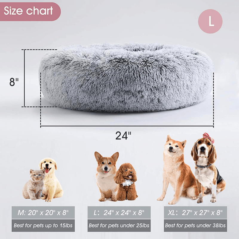 Calming Dog Bed & Cat Bed, Anti-Anxiety Donut Dog Cuddler Bed, Warming Cozy Soft Dog round Bed, Fluffy Faux Fur Plush Dog Cat Cushion Bed for Small Medium Dogs and Cats (20"/24"/27"/30") Animals & Pet Supplies > Pet Supplies > Dog Supplies > Dog Beds WESTERN HOME WH   