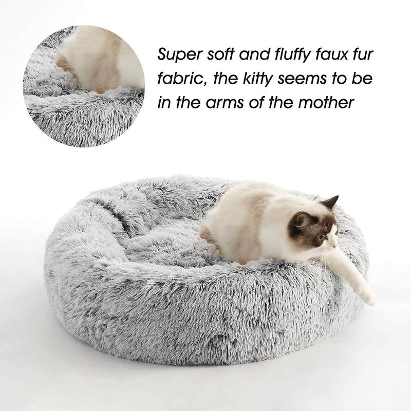 Calming Dog Bed & Cat Bed, Anti-Anxiety Donut Dog Cuddler Bed, Warming Cozy Soft Dog round Bed, Fluffy Faux Fur Plush Dog Cat Cushion Bed for Small Medium Dogs and Cats (20"/24"/27"/30") Animals & Pet Supplies > Pet Supplies > Dog Supplies > Dog Beds WESTERN HOME WH   