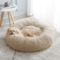 Calming Dog Bed & Cat Bed, Anti-Anxiety Donut Dog Cuddler Bed, Warming Cozy Soft Dog Round Bed, Fluffy Faux Fur Plush Pet Dog Cat Cushion Bed for Small Medium Dogs and Cats (20"/24"/27") Animals & Pet Supplies > Pet Supplies > Dog Supplies > Dog Beds WESTERN HOME WH Brown 27" 
