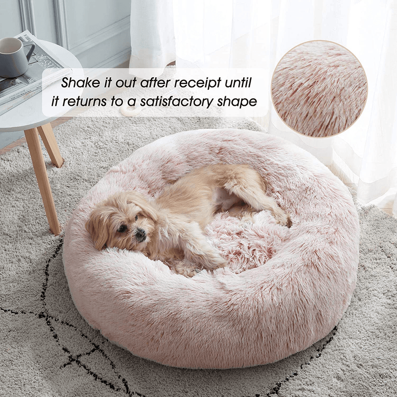 Calming Dog Bed & Cat Bed, Anti-Anxiety Donut Dog Cuddler Bed, Warming Cozy Soft Dog Round Bed, Fluffy Faux Fur Plush Pet Dog Cat Cushion Bed for Small Medium Dogs and Cats (20"/24"/27") Animals & Pet Supplies > Pet Supplies > Dog Supplies > Dog Beds WESTERN HOME WH   