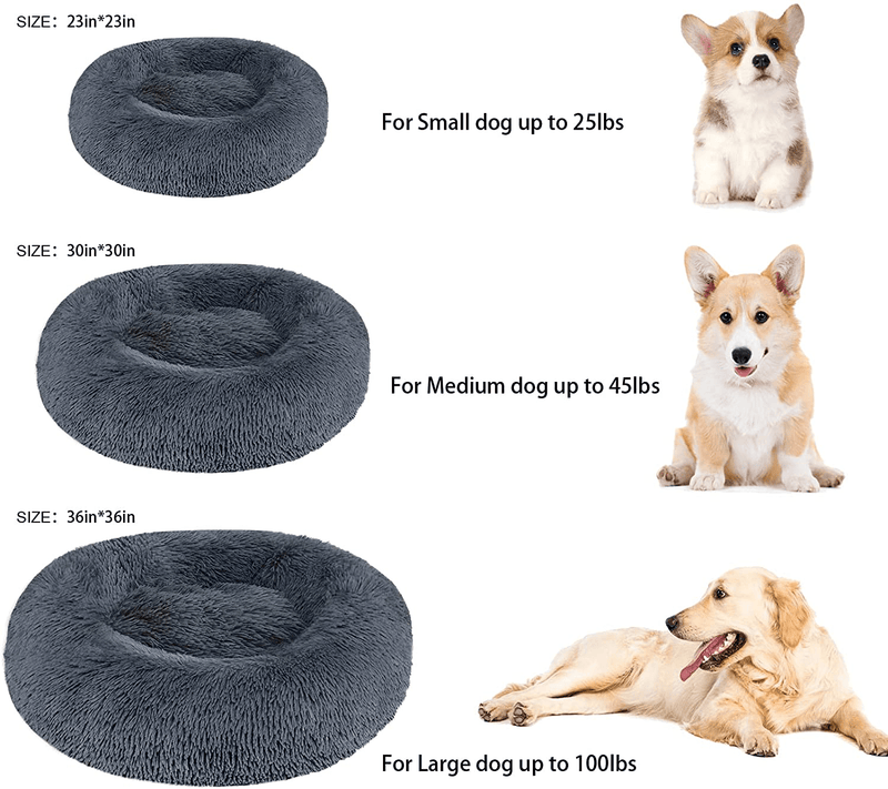 Calming Dog Bed Cat Bed Donut Cuddler, anti Anxiety Dog Bed for Small Medium Large Dogs Cats, Machine Washable round Warm Bed, Faux Fur Pet Bed, Waterproof Non-Slip Bottom (23"/30"/36") Animals & Pet Supplies > Pet Supplies > Dog Supplies > Dog Beds Hugro Tarfive   