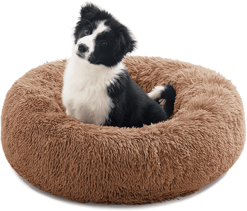Calming Dog Bed for Dogs Cats Donut Dog Bed Pet Cushion Bed Plush Cat Bed round Anti-Anxiety Dog Bed Orthopedic Dog Bed Animals & Pet Supplies > Pet Supplies > Dog Supplies > Dog Beds CEVICOLZE LightCoffee S (20''X20'') 