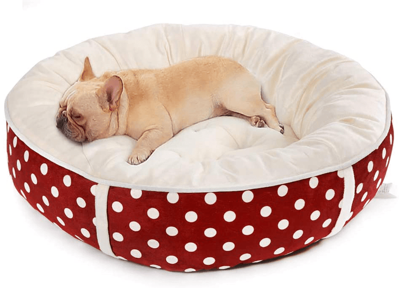 Calming Donut Cuddler Dog Bed Cat Bed - Reversible Pet Bed for Small or Medium Dogs and Cats,Comfortable Cushion Bed with Polka Dot,Non-Slip Bottom Animals & Pet Supplies > Pet Supplies > Dog Supplies > Dog Beds Lcybem   